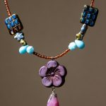"Plum Shadow & Cyan Blue" Hand-strung Necklace